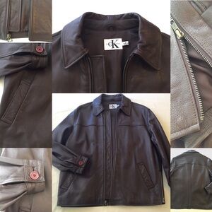 CALVIN KLIEN 💼 JACKET brown leather